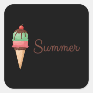 Sommarglass Fyrkantigt Klistermärke