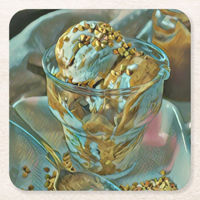 Sommarglass Underlägg Papper Kvadrat (Framsidan)