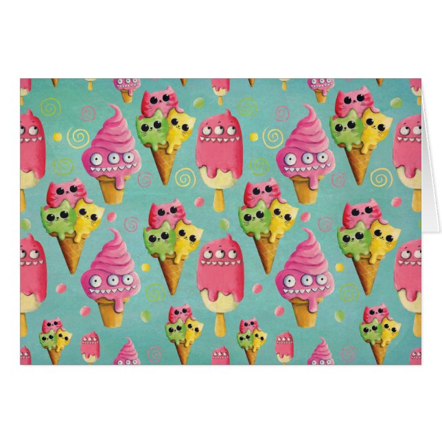 Sommarglassblandning Hälsningskort (Framsidan Horizontal)