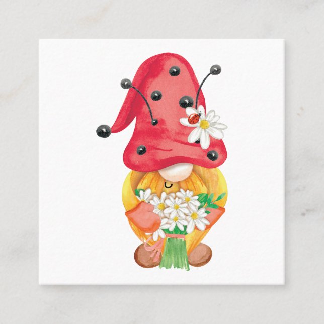 Sommargnom 1 fyrkantigt visitkort (Framsida)