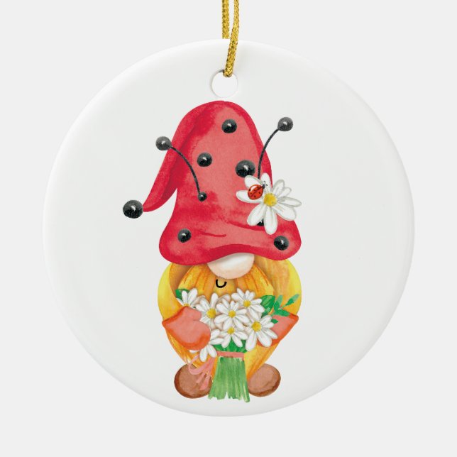 Sommargnom 1 julgransprydnad keramik (Framsidan)