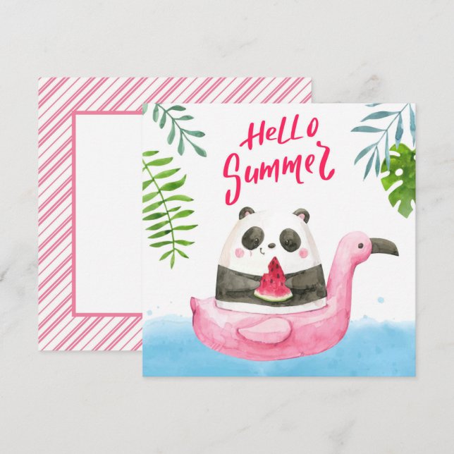 Sommargottis Panda Flamingo Välkomstkort (Fram/baksida)