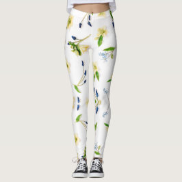 Sommargråvitt blommönster leggings