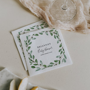 Sommargrej Tropical Eucalyptus Baby Shower Pappersservett