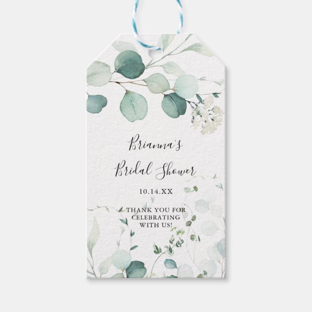 SommarGrönt Eucalyptus Foliage Möhippa Presentetikett (Framsidan)