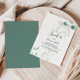 SommarGrönt Eucalyptus Sweet 16 Födelsedagsfester Inbjudningar