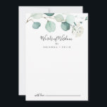 SommarGrönten Eucalyptus Bröllop Ord i Wisdom Rådkort<br><div class="desc">I somras är grönt med eukalyptus bröllop ord av visdomskort perfekt för ett modernt bröllop. Utformningen har vackra, handmålade vattenfärgade löv av grönten eukalyptus, inspirerande naturcharm. De här korten är perfekter för bröllop, möhippa, babydusch, studentfest och mycket mer. Anpassa korten med namn från bruden och brudgummen, blivande föräldrar eller student....</div>