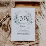 SommarGrönten Eucalyptus Löv 30års födelsedag Part Inbjudningar<br><div class="desc">Denna sommartid är gröntens inbjudan till partiet Eucalyptus löv 30års födelsedag en perfekt för en enkel födelsedagsfest. Utformningen har vackra,  handmålade vattenfärgade löv av grönten eukalyptus,  inspirerande naturcharm.</div>