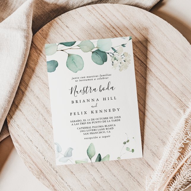SommarGrönten Eucalyptus Nuestra Boda Bröllop Inbjudningar (Skapare uppladdad)