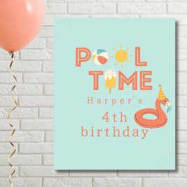 sommargul rose popsicle barnkalas poolparty poster