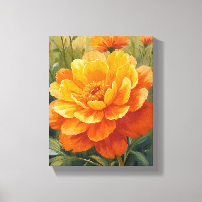 Sommarguldblomma | Orange Vattenfärg Blommig Målni Canvastryck (Framsida)