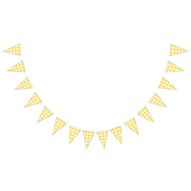 SommarGult Gingham Landsbyggsbröllop Vimplar (Alla)