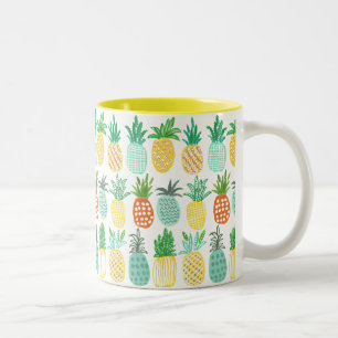 SommarGult och grönt Pineapple mönster Tropical Två-Tonad Mugg