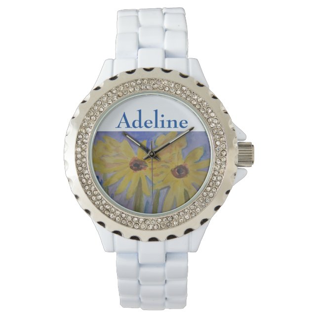 SommarGult Sunblommor Personlig Armbandsur (Framsida)