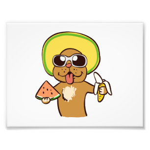 Sommarhållare med Hund   Välj bakgrundsfärg Fototryck