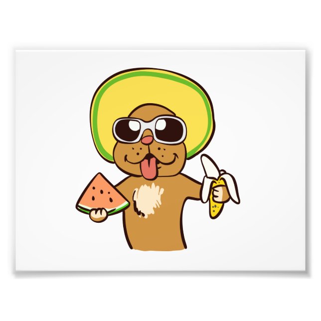 Sommarhållare med Hund | Välj bakgrundsfärg Fototryck (Framsidan)