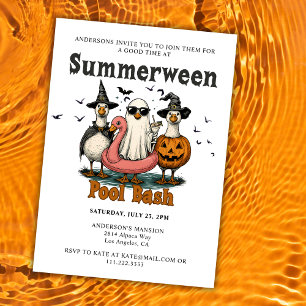 Sommarhalloween Pool Bash Sommar Halloweenfest Inbjudningar