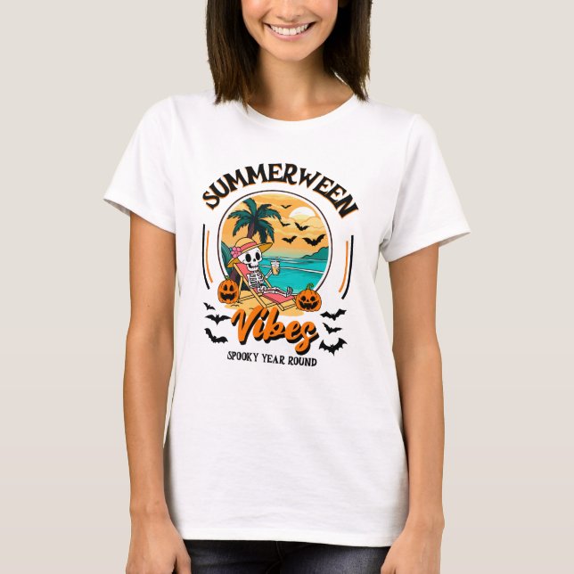 Sommarhalloween, Rolig Halloween sommar  T Shirt (Framsida)