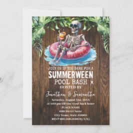 Sommarhalloween Skelett Tropisk Pool Bash Inbjudningar