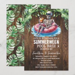 Sommarhalloween Skelett Tropisk Pool Bash Inbjudningar