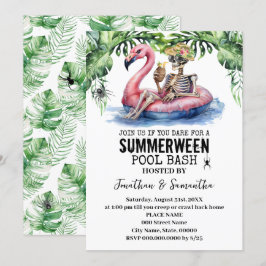 Sommarhalloween Tropisk Skelett Poolparty Inbjudningar