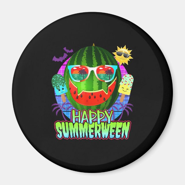 Sommarhalloween Vattenmelon Jack O Lykta Magnet (Framsidan)