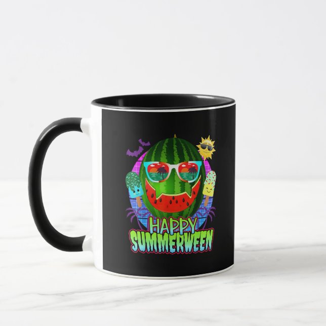 Sommarhalloween Vattenmelon Jack O Lykta Mugg (Vänster)