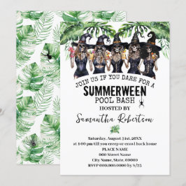 Sommarhalloweenfest Förhäxade Flickor Poolträff Inbjudningar