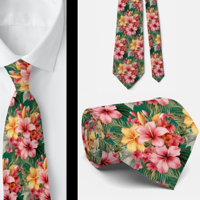 Sommarhalsduk med tropisk hibiskus  slips (Skapare uppladdad)