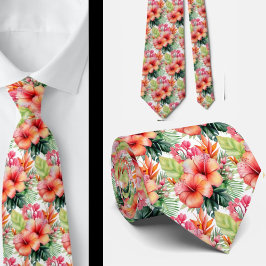 Sommarhalsduk med tropisk hibiskus slips