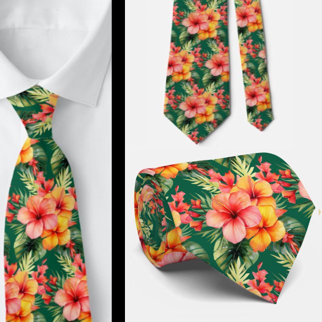 Sommarhalsduk med tropisk hibiskus  slips (Skapare uppladdad)