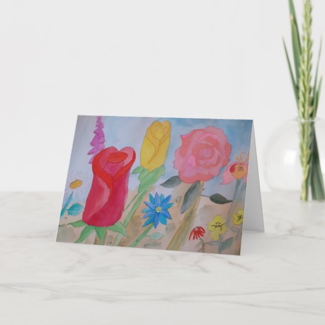 Sommarhälsningskort för Blomsterträdgård Kort (Framsida)