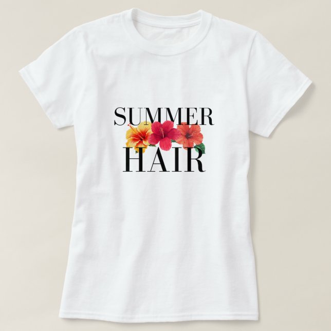 Sommarhår Hawaiianskt blommönstrat t-shirt (Design framsida)
