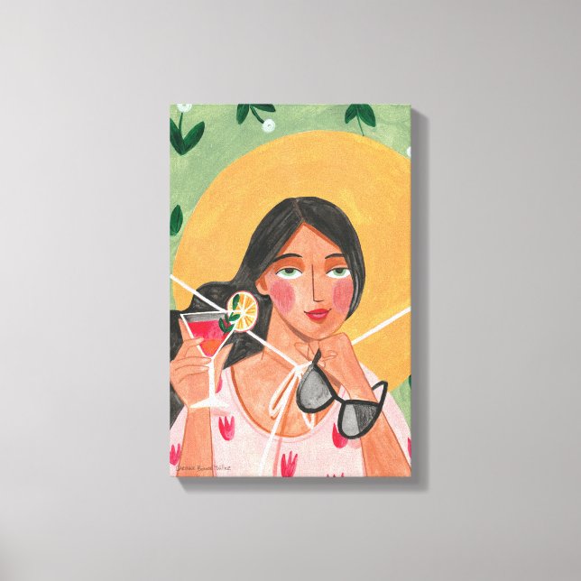 Sommarhatt-blommigt Canvastryck (Framsida)