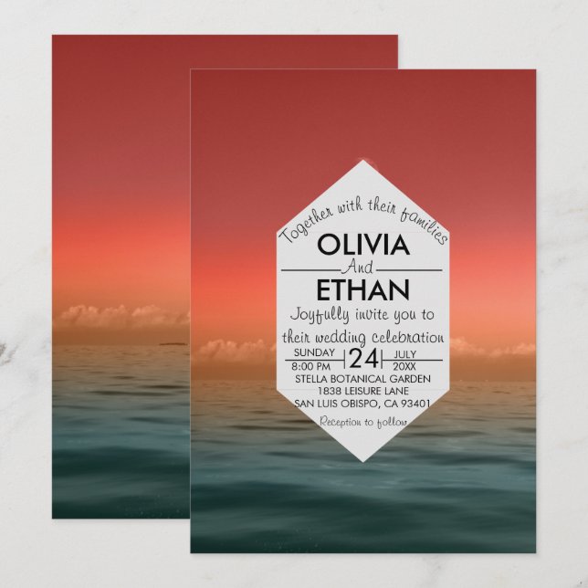 Sommarhawaii Sea naval bröllopsinbjudan Inbjudningar (Fram/baksida)