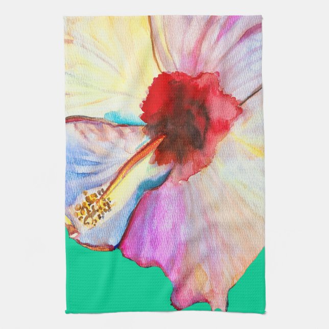 Sommarhibiscus-blommigten Kökshandduk (Vertikal)