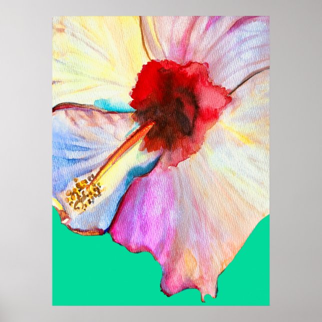 Sommarhibiscus-blommigten Poster (Framsidan)