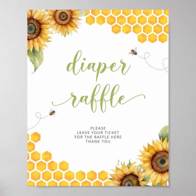 Sommarhonungsbi Babyskor Diaper Raffle Poster (Framsidan)