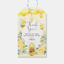 Sommarhonungsbiets Gult Flower Baby Shower-favorit Presentetikett