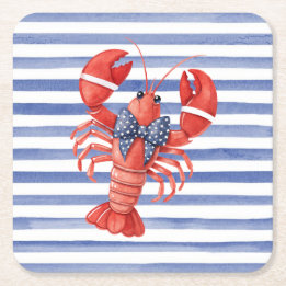 Sommarhummer med båge och ränder underlägg papper kvadrat