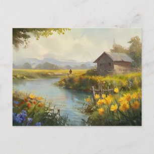 Sommarhusets vykort - vattenfärg