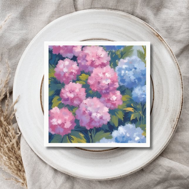 Sommarhydrangeor | Rosa & Blå Kustblommor Pappersservett (Skapare uppladdad)