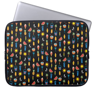 Sommarikoner är sömlös vintage mönster svart. Repe Laptop Fodral