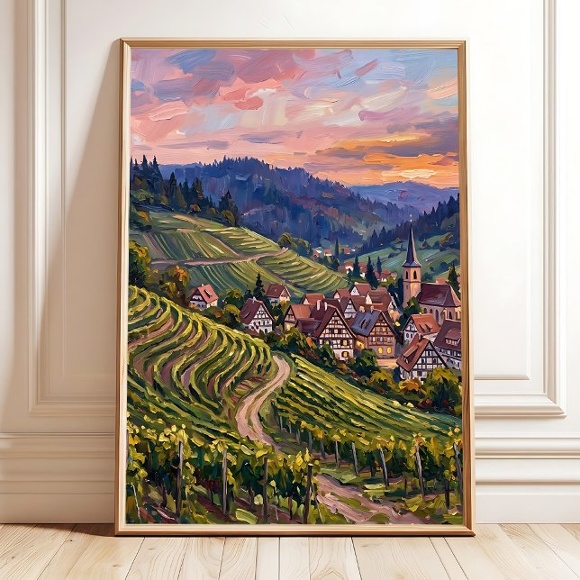 Sommarimpressionistisk svart skog canvas konst poster (Skapare uppladdad)