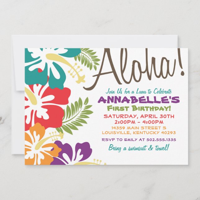 Sommarinbjudan Luau Hawaiian Inbjudningar (Framsida)