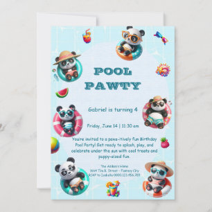 Sommarinbjudan till Cute Panda Bassäng Party Inbjudningar