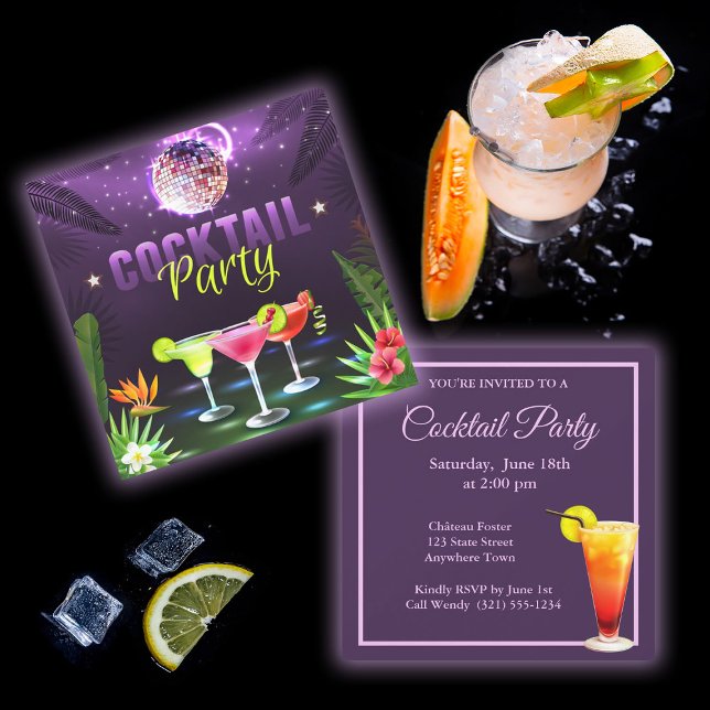 Sommarinbjudan till Disco Cocktail Mixer Party-Rol (Skapare uppladdad)
