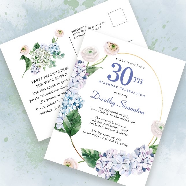 Sommarinbjudan till Hydrangea Ro 30års födelsedag Vykort (Skapare uppladdad)