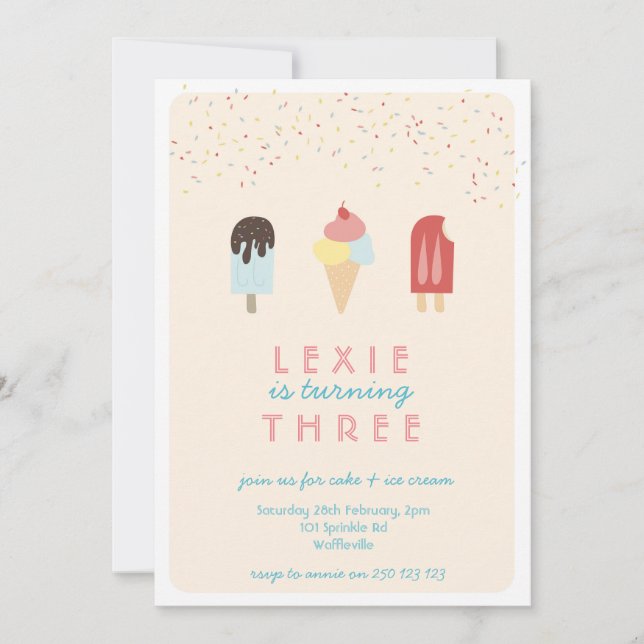 Sommarinbjudan till isgrädde och populär inbjudningar (Framsida)