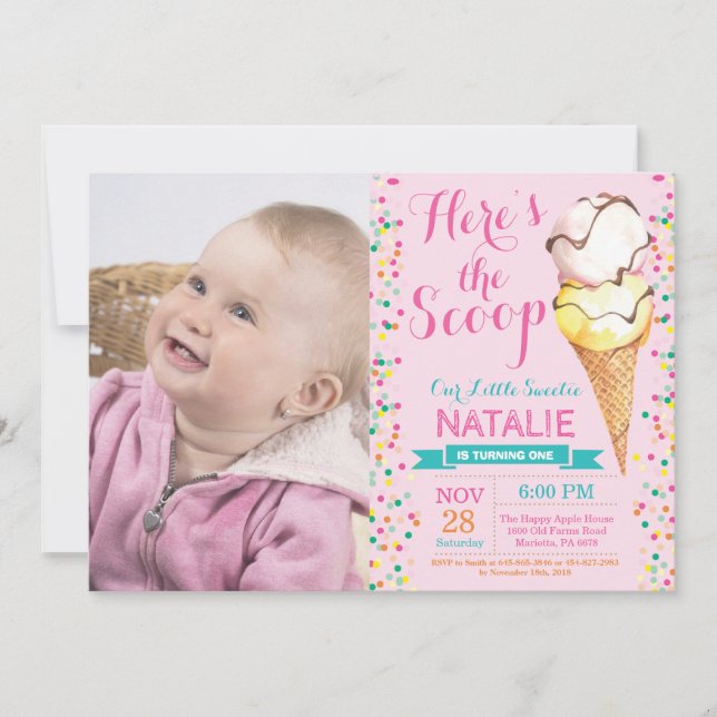 Sommarinbjudan till iskräppost på födelsedagen inbjudningar (Framsida)